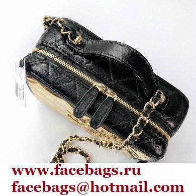 chanel BLACK Lambskin & Gold Metal vanity case AS2900 2021 chanel BLACK Lambskin & Gold Metal vanity case AS2900 2021